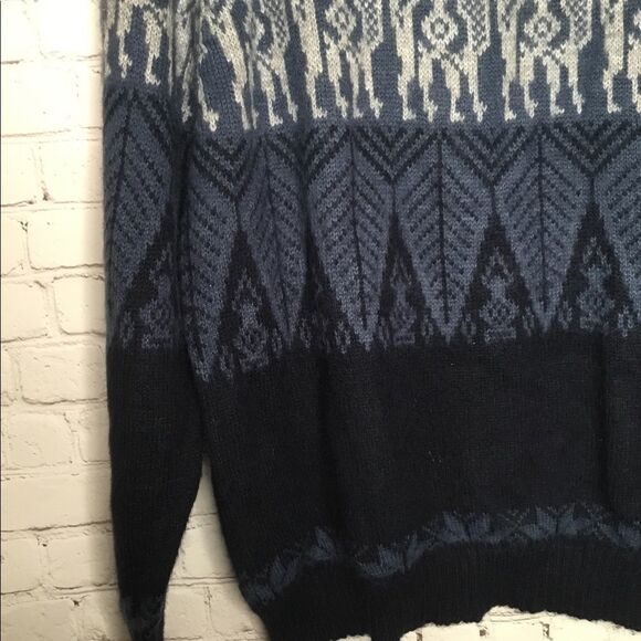 The Alpaca Connection Knit Sweater Pullover Navy Blue Made In Peru Size M - Picture 12 of 13